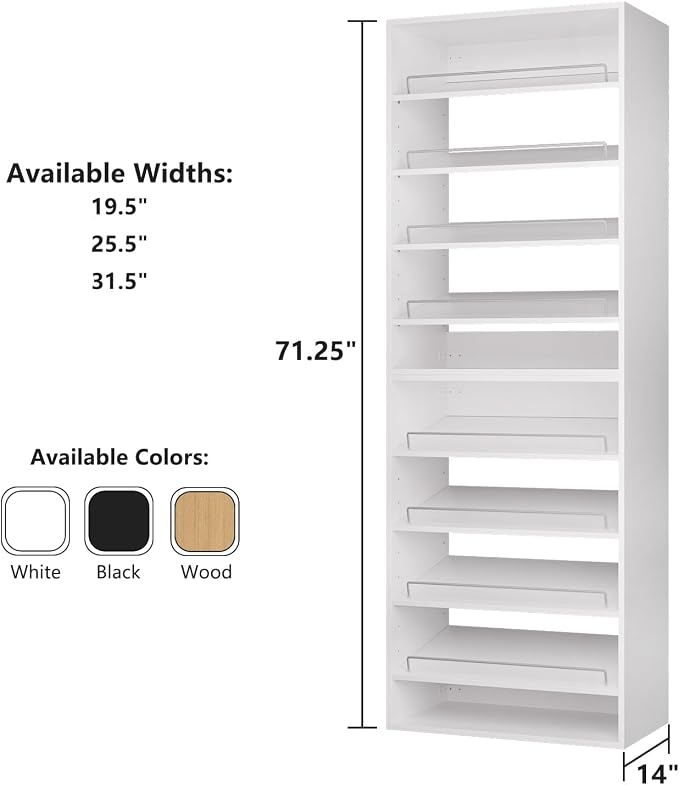 ROOMTEC Modular Closet System, 25.5" Shoe Shelf Closet Tower Wall-Mounted - Image 2