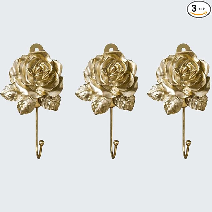 Gold Decorative Wall Hooks for Hanging, Cute Resin Flower Bow Coat Hooks by MDPLY