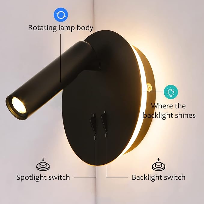 ZEROUNO Hardwired Sconces Wall Mounted Reading Lights - Image 6