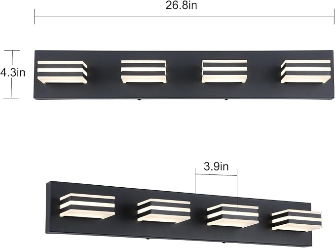4-Light LED Black Vanity Lights - Image 5
