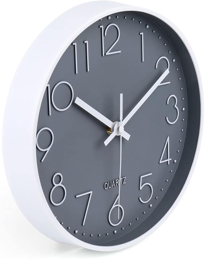 jomparis 10 Inch Gray Wall Clock Battery Operated Silent & Non-Ticking Wall - Image 6