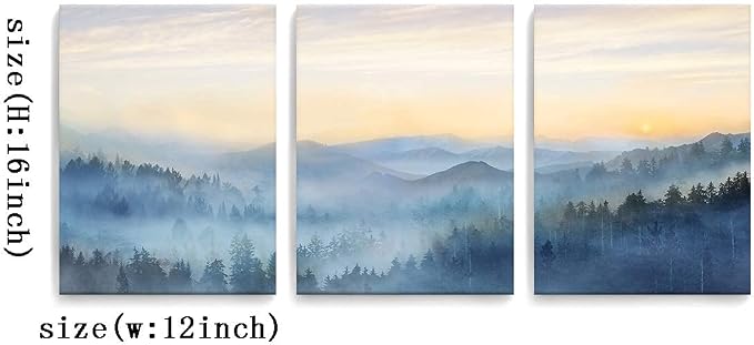 Wall Decor for Bedroom 3 Panel Sunrise Misty Forest Print Picture Paintings - Image 6