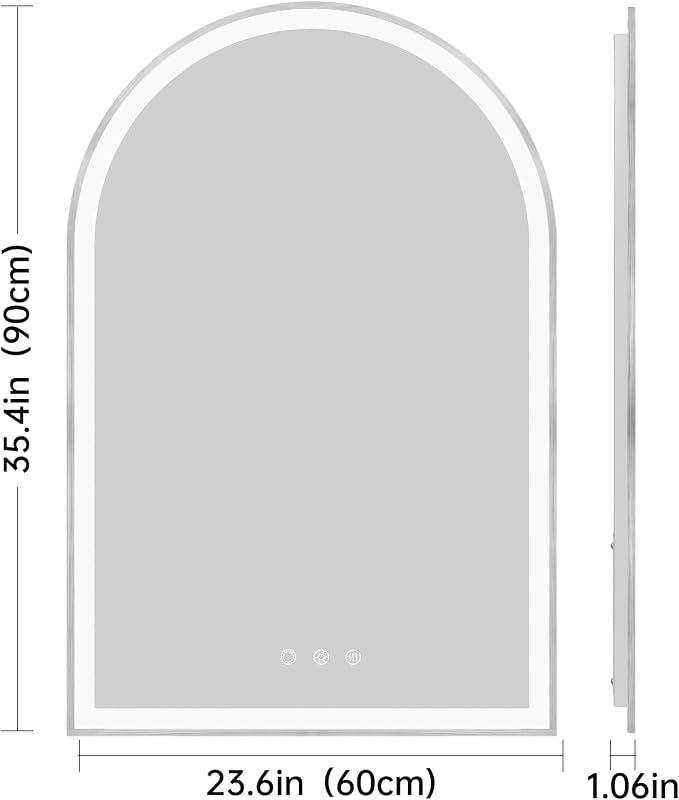Arched LED Mirror for Bathtoom 24"x36", Shatterproof, Touch Sensor, 3 Color - Image 8