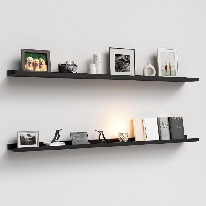 Boswillon 55.1 Inches Long Floating Shelves, 2 Set Modern Wall Shelf by Boswillon