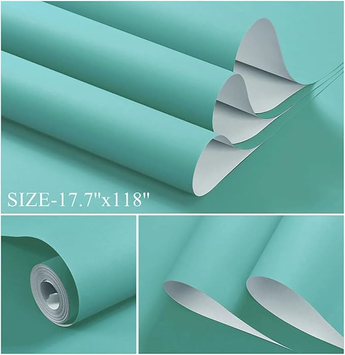 Dimoon 118.1''x17.7''Mint Green Peel and Stick Wallpaper Contact Paper Modern - Image 2