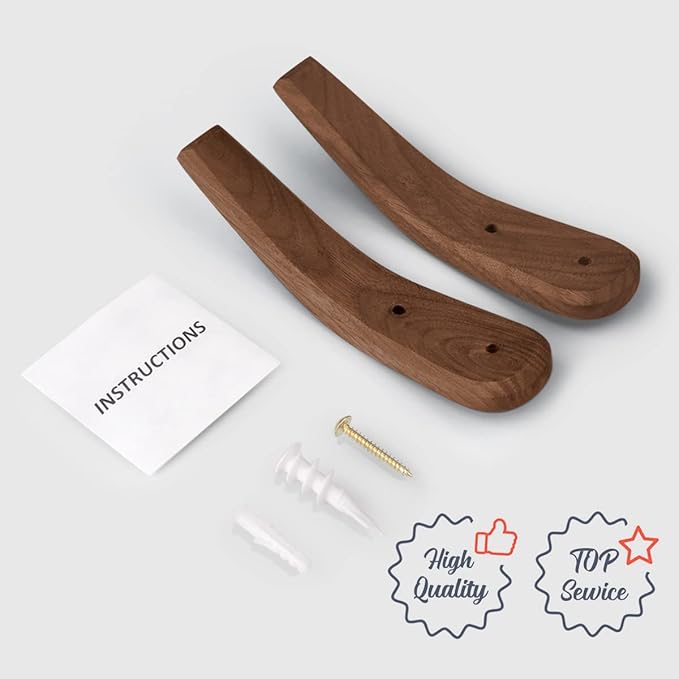 COCOYA 2Pack Wood Hooks Wall Mounted, Minimalist Easy Install Natural Real - Image 7