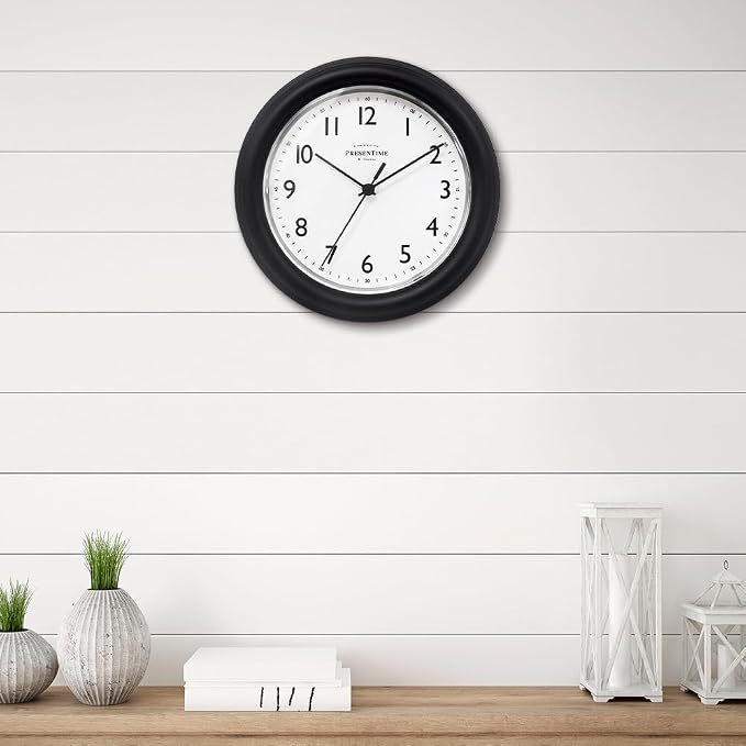 PresenTime & Co. 8.5" Modern Farmhouse Essential Wall Clock, Silent non Ticking - Image 5