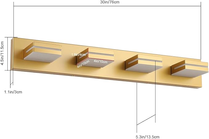 SineRise LED Modern Bathroom Vanity Light Fixtures, Matte Gold Modern Acrylic - Image 6