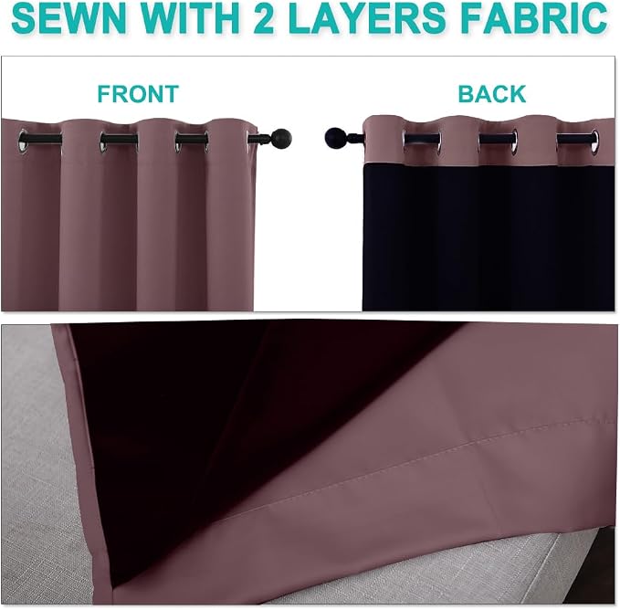 NICETOWN 100% Blackout Blinds, Dry Rose, Laundry Room Decor Window Treatment - Image 5