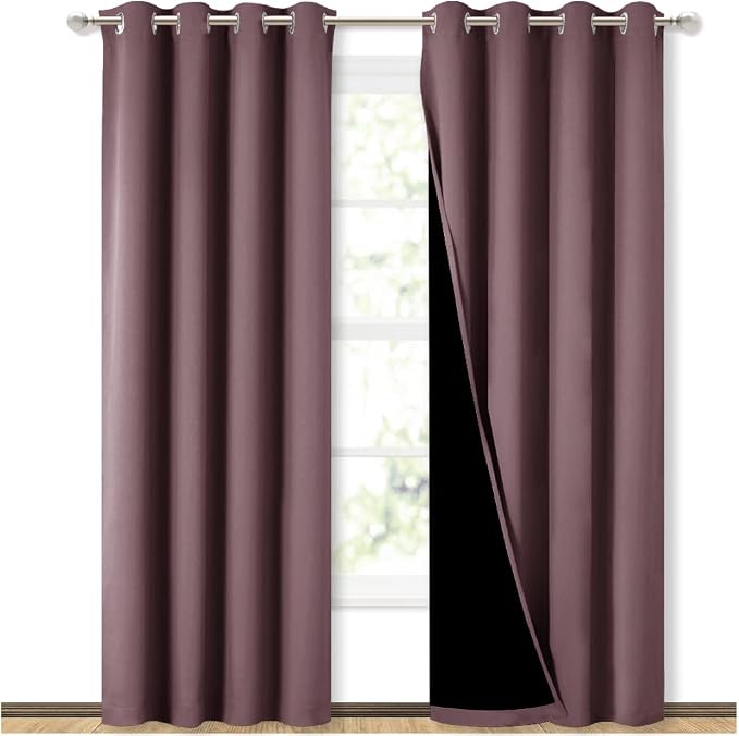 NICETOWN 100% Blackout Curtains 84 inches Long, Pair of Energy Smart & Noise by NICETOWN