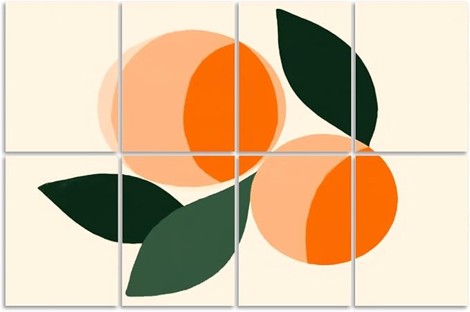 8 Pack Art Acoustic Panels Sound Absorbing Boho Botanical Leaf Orange Green by Unknown