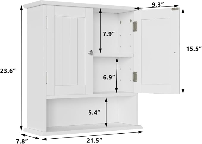 Smuxee White Bathroom Cabinet Wall Mounted, Small Bathroom Medicine Cabinet - Image 3