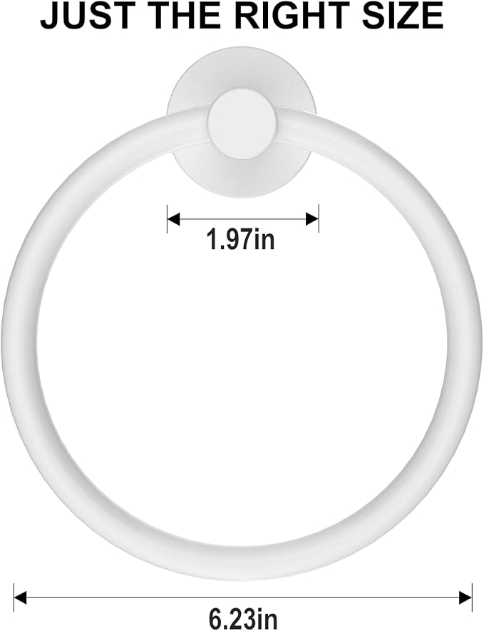 SetSail Towel Holder for Bathroom Wall Screw-in White Towel Ring Stainless - Image 5