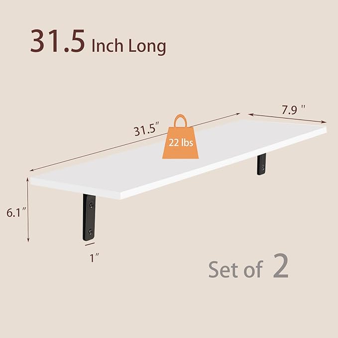 DINZI LVJ Long Wall Shelves, 31.5 x 7.9 x 6.1 Inches, Easy-to-Install, Large - Image 3