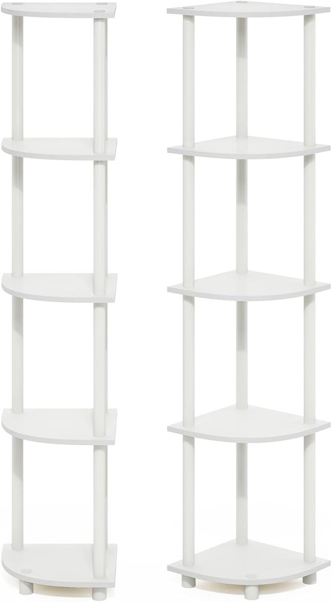 Furinno Turn-N-Tube Corner Shelf Set of 2, 5-Tier Corner Bookshelf, Open - Image 6