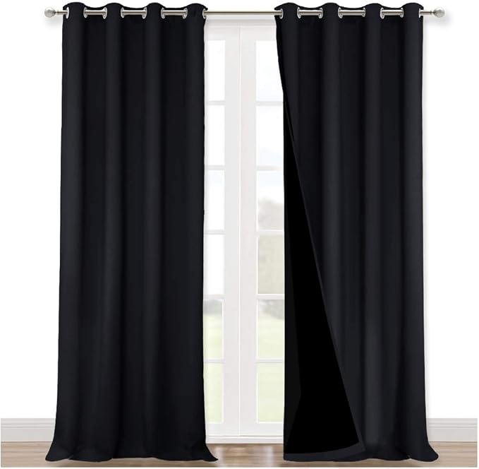 NICETOWN Cold Blocking 100% Blackout Curtains, Durable Black Lined Blackout by NICETOWN