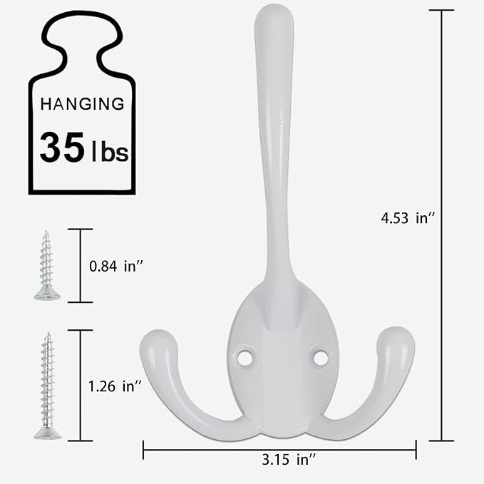 Wall Mounted Coat Hooks 5 Pack Heavy Duty Black Hardware Robe Hooks Decorative - Image 3
