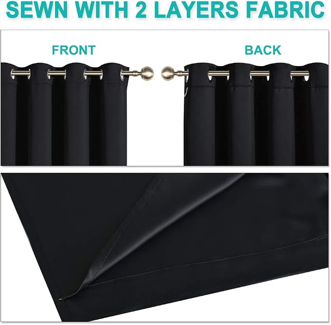 NICETOWN Truly Blackout Curtains 57 inches Length, 2 Thick Layers Completely - Image 5