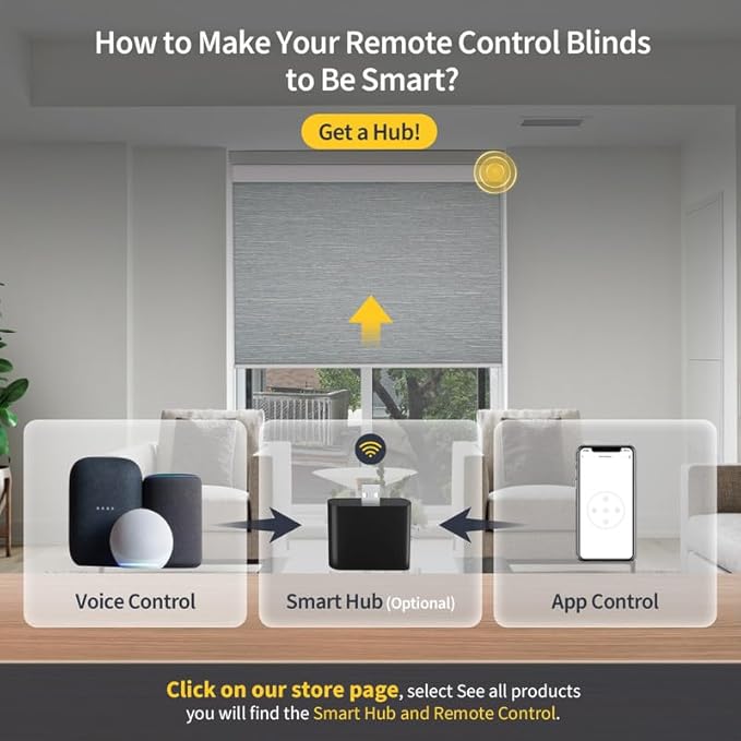 Motorized Blinds with Remote, Grasscloth Fabric Smart Blinds with Valance Cover - Image 5