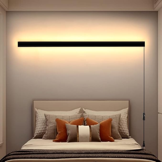 KELUOLY Modern Plug in Long Wall Sconce, 20W Warm White 3000K Acrylic Indoor by KELUOLY