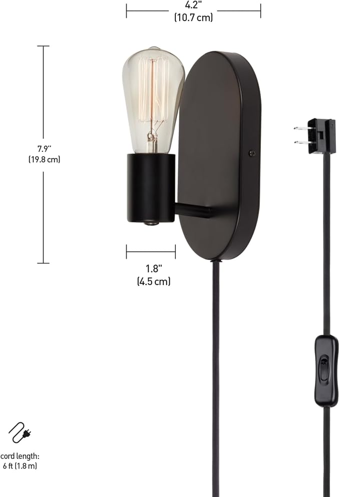 Globe Electric x Novogratz 51488 1-Light Plug-in or Hardwire Wall Sconce - Image 7