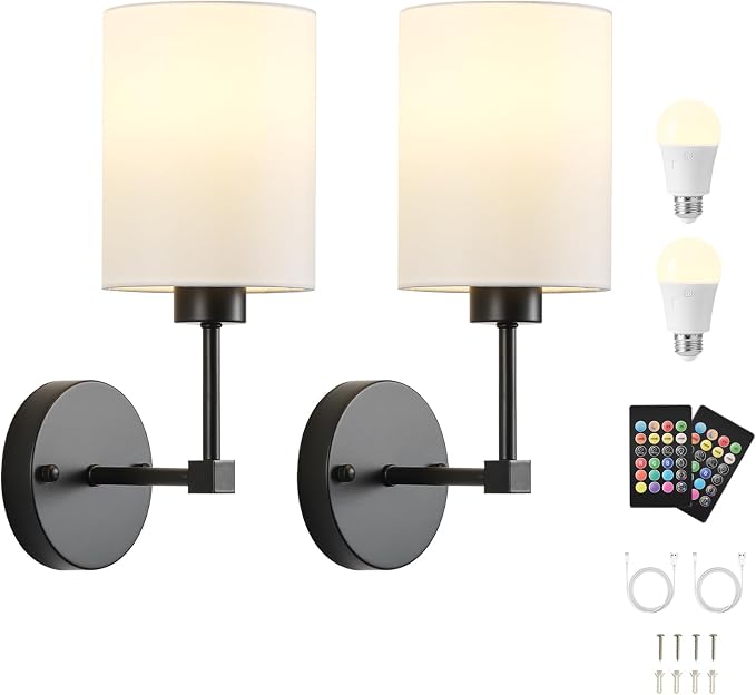 Battery Operated Wall Sconce Set of Two, Wireless Rechargeable Wall Light - Image 9