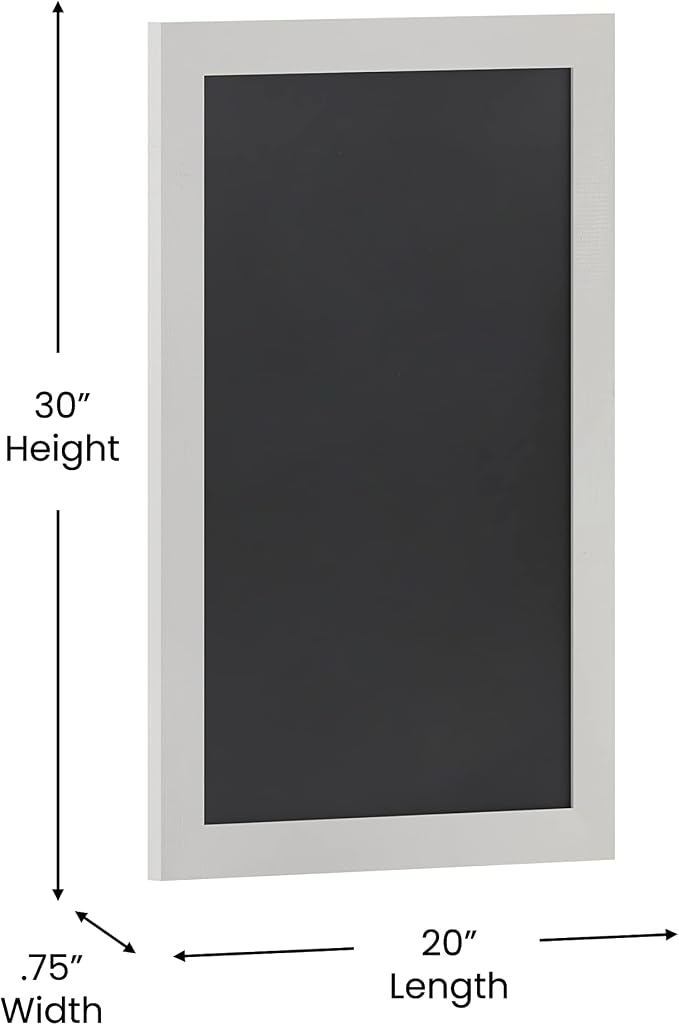 HBCY Creations 20" X 30" Matte White Solid Wood Frame Wall Chalkboard, Magnetic - Image 3