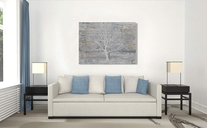 Yihui Arts Abstract Tree Canvas Wall Art: Large White Shadow Tree Picture - Image 8