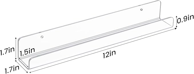upsimples 10 Pack Clear Acrylic Shelves, 1.7" x12" Clear Wall Shelves - Image 5