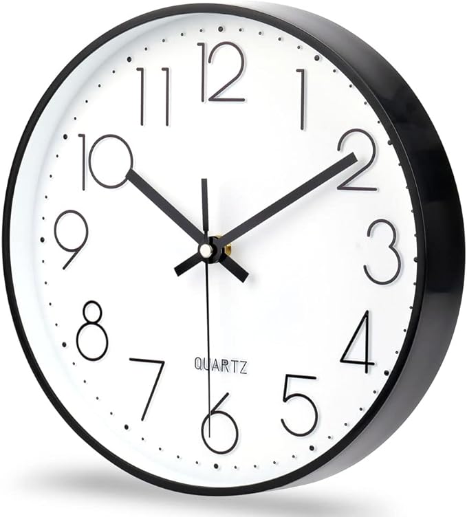 jomparis 10 Inch Black Wall Clock Battery Operated Silent & Non-Ticking Wall by JOMPARIS