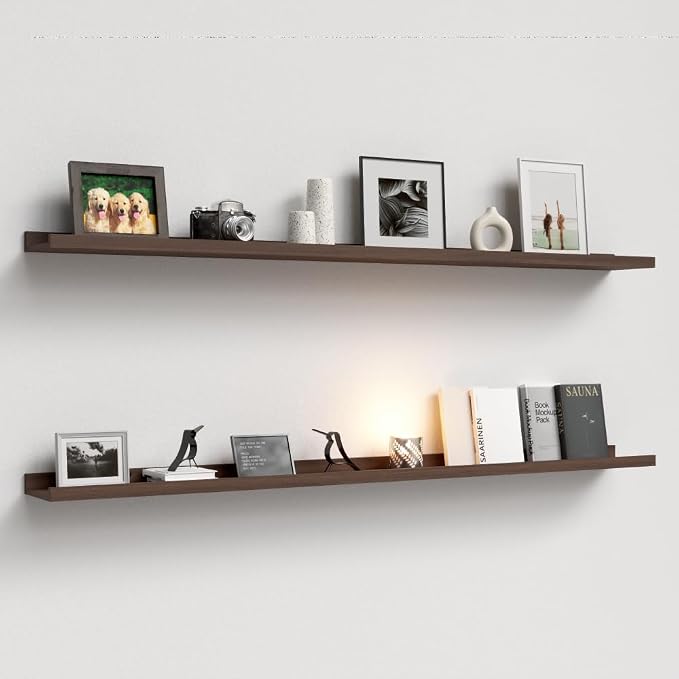 Boswillon 55.1 Inches Long Floating Shelves, 2 Set Rustic Wall Shelf by Boswillon