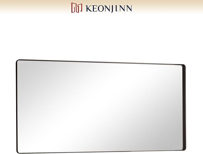 Keonjinn Black Bathroom Mirror for Over Sink, 72 x 36 Inch Large Rounded - Image 9