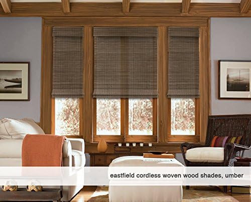 Cordless Woven Wood Roman Shades, 34W x 60H, Hatteras Camel, Sizes 20-72 Wide - Image 2