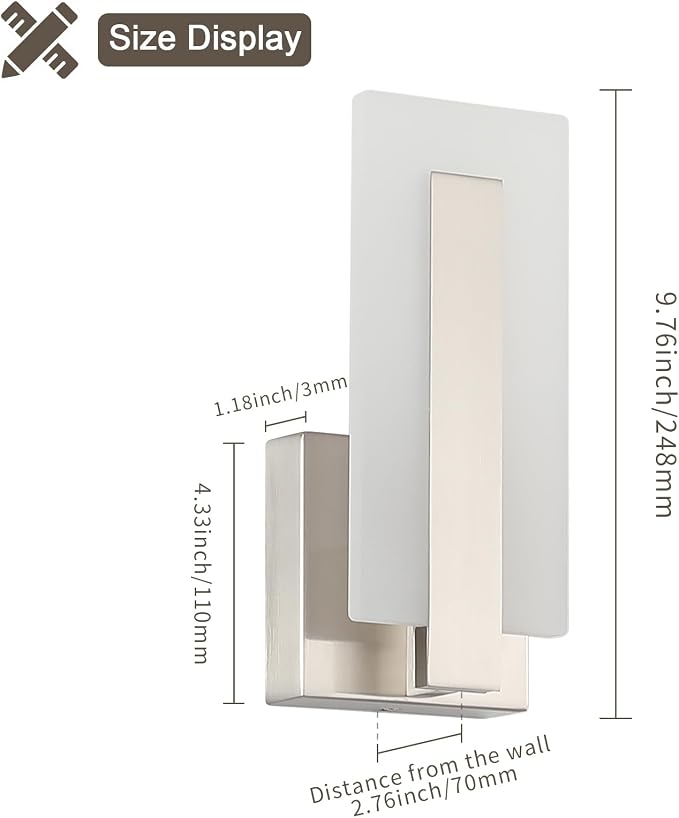 Joosenhouse Modern LED Wall Sconce Set of 2, Hardwired 3000K Warm White Light - Image 3