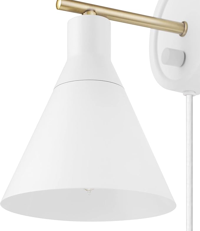 Globe Electric 65542 1-Light Plug-in or Hardwire Wall Sconce, Matte White - Image 9
