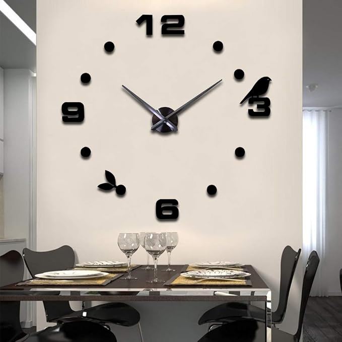DIY 3D Wall Clock Large Frameless Watch Mirror Surface Wall Art Clock by LOZMOM
