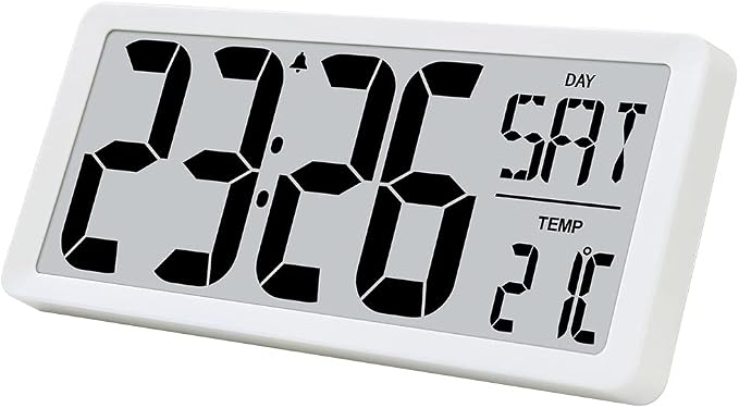 TXL 14.2" Large Digital Day Wall Clock, Custom 8 Languages Calendar, Count by TXL