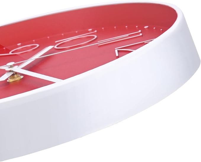 Red Wall Clock 12 Inch Silent Non-Ticking Modern Quartz Wall Clocks Battery - Image 6