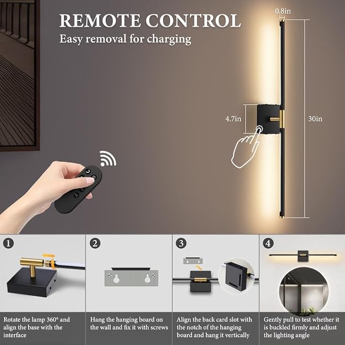SAIMAND Wireless Sconces Set of 2 Battery Operated, 8000mAh USB Rechargeable - Image 4