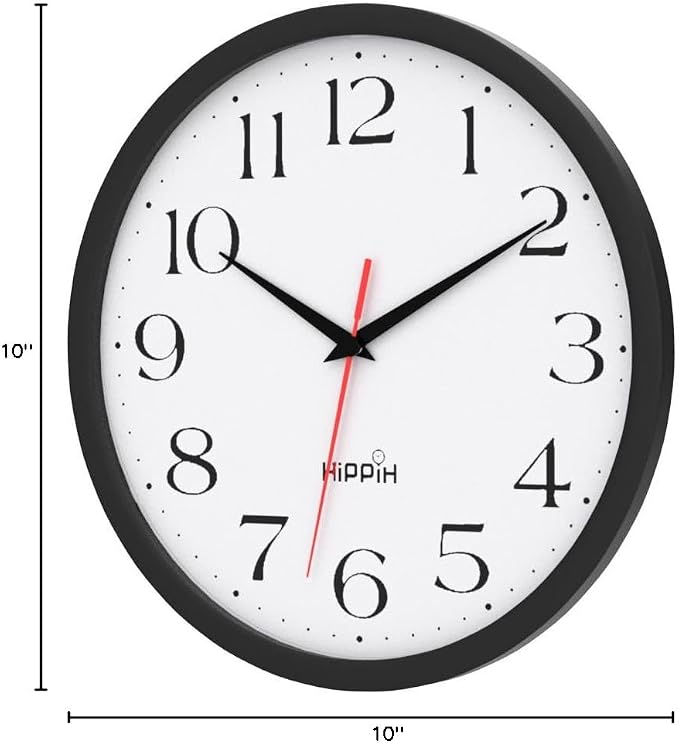 HIPPIH 2 Pack Silent Wall Clock, 10 Inch Non Ticking Quiet Digital Sweep - Image 8