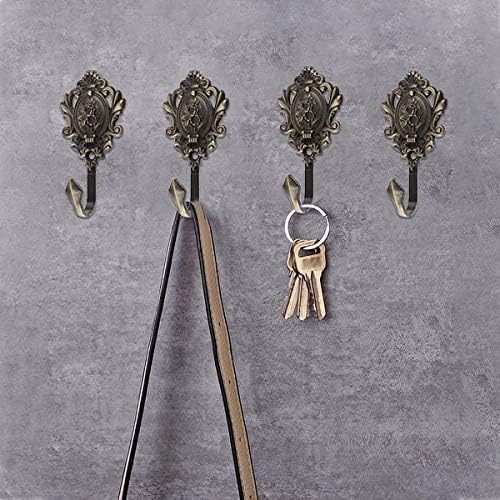 4Pcs Curtain Tiebacks Hook Vintage Bronze Rose Pattern Carved Wall Hooks Key - Image 5