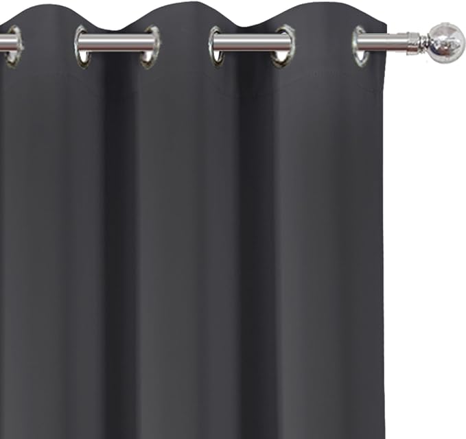 LEMOMO Dark Grey Blackout Curtains/38 x 54 Inch/Set of Two Panels Grommet - Image 6