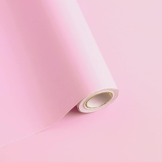 Safiyya 984.2"x17.7" Pink Peel and Stick Wallpaper Solid Color Contact Paper by SAFIYYA