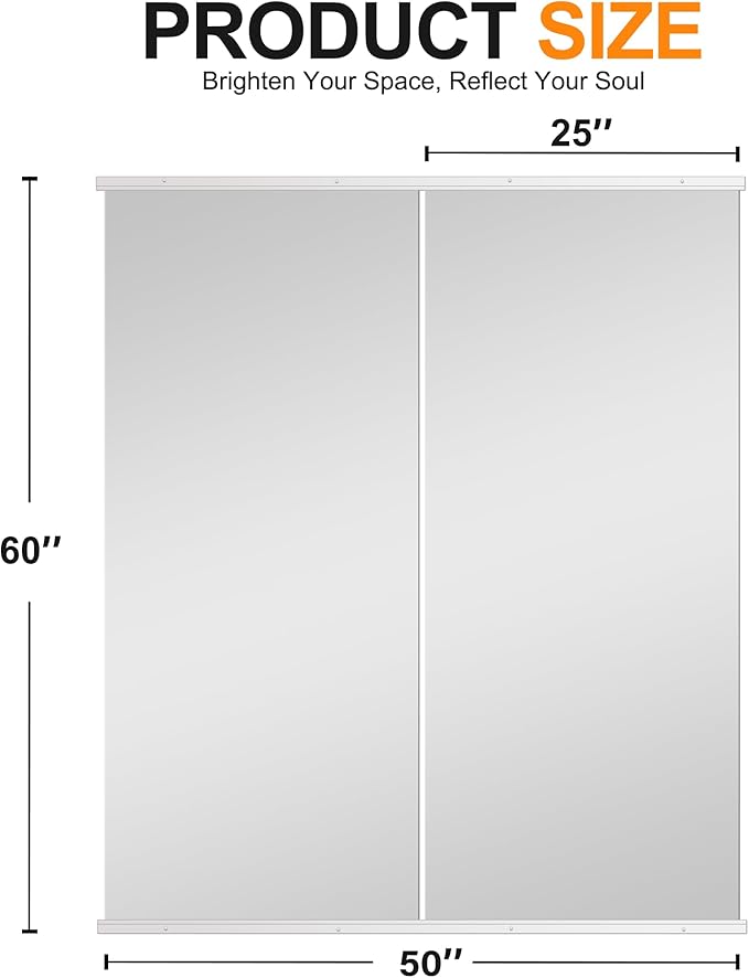 Delma Large Full Body Mirror for Yoga, Frameless Wall-Mounted Glass Panel 2PCS - Image 5