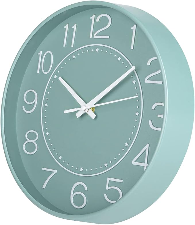 HZDHCLH 10 inch Small Wall Clock, Battery Operated, Mint Green, Modern Quartz - Image 2