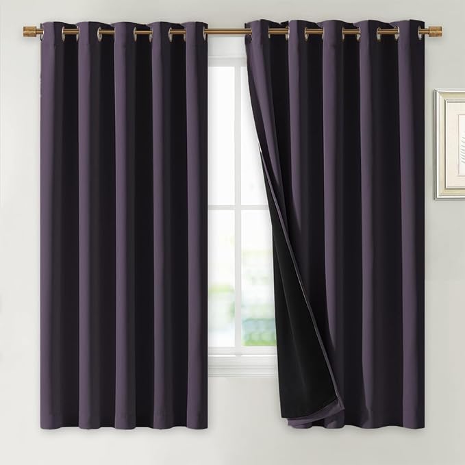 NICETOWN 100% Blackout Lined Curtains, 1 Pair, 2 Thick Layers Completely by NICETOWN