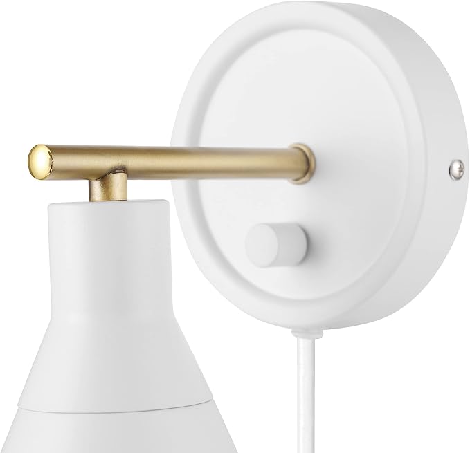 Globe Electric 65542 1-Light Plug-in or Hardwire Wall Sconce, Matte White - Image 10