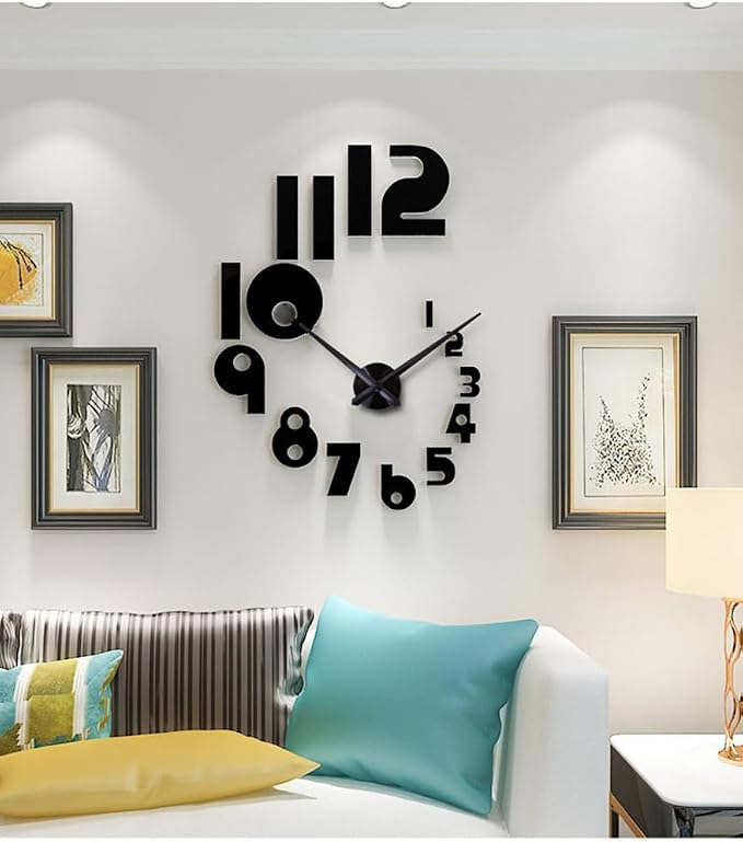 DIY 3D Wall Clock Large Frameless Watch Mirror Surface Wall Art Clock by LOZMOM