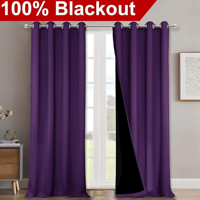NICETOWN Full Shading Curtains 90 inches Long 2 Panels Set - Image 2