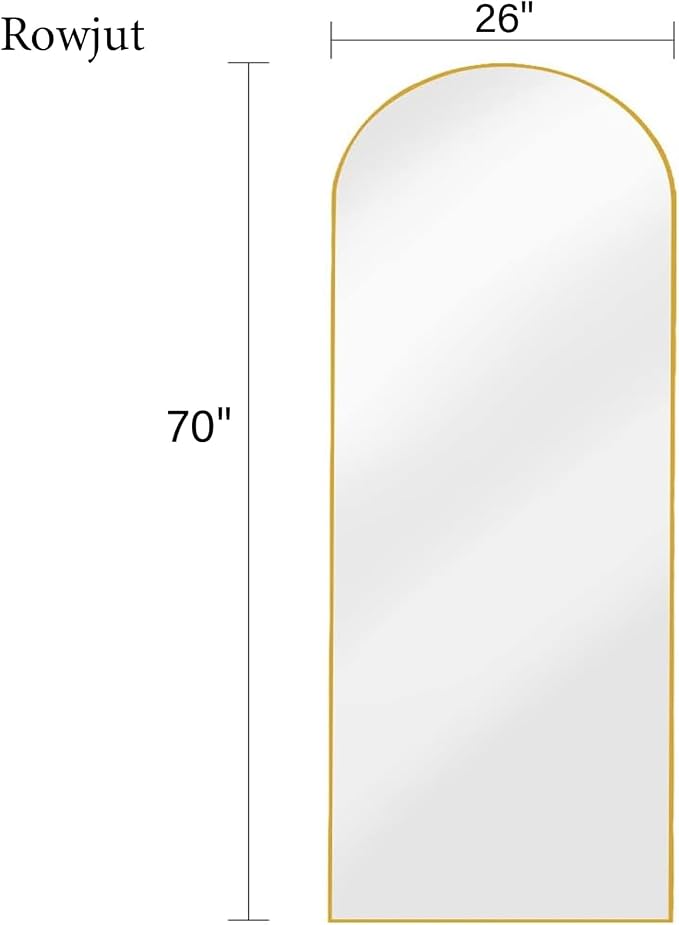 Rowjut Full Length Mirror Arched Floor Length Mirrors, Aluminum Frame - Image 4
